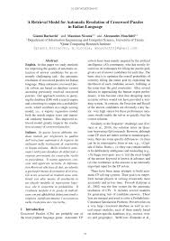Wide range of top brands. Pdf A Retrieval Model For Automatic Resolution Of Crossword Puzzles In Italian Language