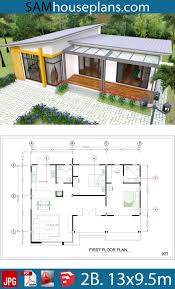 House Plans 13x9 5m Full Plan 2beds Sam House Plans Small House Design Plans Modern Bungalow House My House Plans