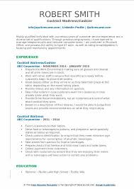 Bartender resume template word design of restaurant bar examples. Cocktail Waitress Resume Samples Qwikresume