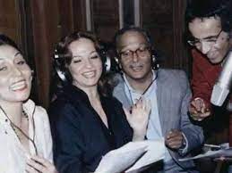سهير البابلي شادية عبد المنعم مدبولي بليغ حمدي في تسجيل أغاني مسرحية ريا وسكينة egyptian movies egyptian actress egyptian beauty