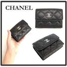 chanel シャネル 折りたたみ財布 希少ブラック chanel三つ折りミニ財布 中は可愛いロゴ 財布 レディース 私のバッグの中身 シャネル財布