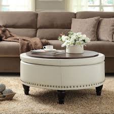 Furniture Elegant Living Room Round Fabric Ottoman Coffee Table Round Leather Couch Ottoman Design Twist Legs Brass Casters Ottoman W Dengan Gambar Meja Kopi Inspirasi Meja