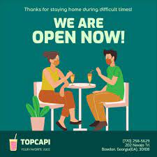Is Your Restaurant Or Bar Now Open Use This Illustrated Banner Template And Remind People That They Can N Instagram Template Instagram Post Template Templates