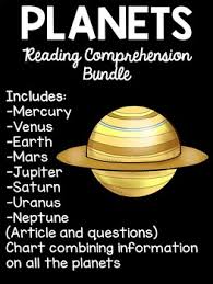 Planets Reading Comprehension Worksheet Bundle And Chart Solar System