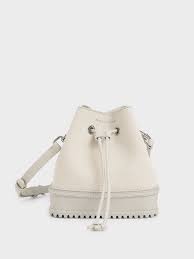 Cream Canvas Drawstring Bucket Bag Charles Keith Kr