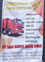 Pegadaian selalu berupaya mendorong kemandirian ekonomi masyarakat melalui. Lowongan Kerja Supir Truck Harian Pt Sari Buana Hasil Bumi Rembang Tanpa Syarat Pendidikan Lowongan Rembang