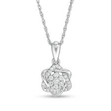1 6 Ct T W Composite Diamond Love Knot Pendant In 10k White Gold Zales In 2020 Pendant White Gold Diamond