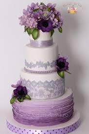 Purple And Ivory Wedding Cake Ivory Wedding Cake Cake Lace Wedding Cake Table