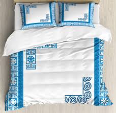 It was seen to symbolise the eternal flow of life, eternal. Greek Key Duvet Cover Set Frame With Traditional Vintage Blue Square With White Flowers And Fret Pattern Decorative Bedding Set With Pillow Shams Blue White By Ambesonne Walmart Com Walmart Com
