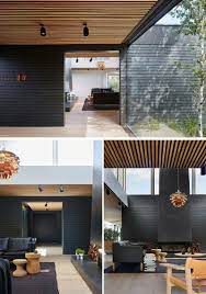 3d rendering beautiful modern design black brick house near park and nature. Black Brick Is Featured Throughout This Modern Australian House