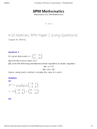 Aqa paper 2 question 5, writing to persuade mr salles. 4 10 Matrices Spm Paper 2 Long Questions Spm Mathematics Pdf System Of Linear Equations Matrix Mathematics