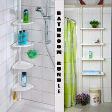 4layers bathroom shower bath caddy corner storage rack wall shelf pole organizer. Adjustable Bathroom Corner Pole Caddy Shower Organizer W Bathroom Shelf 4 Tier Shopee Philippines