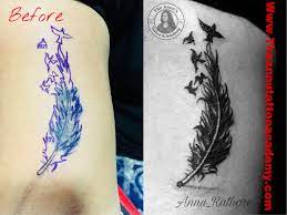 Feather Tattoo Coverup Tattoo Design Annu Rathore Bestfemaleartist Bestwork Bes Best Tattoo Designs Coverup Tattoo Design Feather Tattoo Cover Up