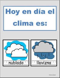 El clima refiere a los patrones de variación en temperatura, humedad, presión atmosférica, viento, precipitación y otras condiciones meteorológicas de interés en una región geográfica determinada. Spanish Calendario El Clima Es Weather Cards Color Abcteach