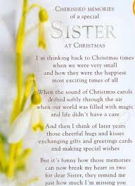 Cherished Memories For A Sister Sister Poems Sister In Heaven Christmas Poems