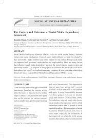Pertanika journal of social sciences & humanities vol. Pdf Social Sciences Humanities The Factors And Outcomes Of Social Media Dependency Framework