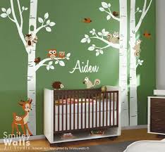 Tree wall art for baby room. Waldbaume Tiere Eichhornchen Deer Wandtattoo Baby Room Art Birch Tree Wall Decal Nursery Wall Decals Tree