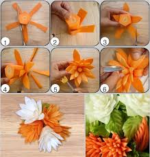 these carrot flowers will be a perfect garnish for salads food carving creative food art carrot flowers