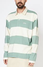So kleiden sie sich in hochwertige hosen mit. Ami Paris Green Striped Long Sleeve Polo Shirt Rugby Schwittenberg