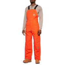 Carhartt R02 Quilt Lined Duck Bib Overalls Blaze Orange For Men