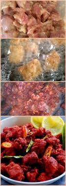 Chicken 65 Spicy Deep Fried Chicken Elephants And The Coconut Trees Spicy Recipes Food Indian Food Recipes