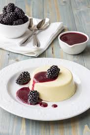 Sweet Corn Panna Cotta With Blackberry Sauce Recipe Desserts Food Blackberry Sauce