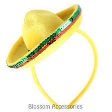 A822 Yellow Mini Mexican Hat On Headband Fiesta Party Costume Spanish Sombrero Mexican Hat Mexican Fiesta Party Fiesta Party Supplies