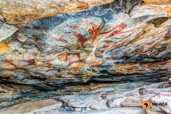 Ancient cave art at Laas Geel, AI generated