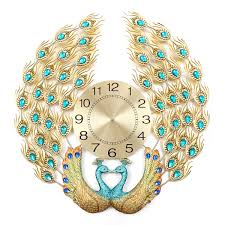 Zimlay glam stainless steel mirrored wall clock 51740. 23 6 Peacock 3d Wall Clock Crystal Luxury Clock Creative Personality Modern Art Decorative Clock Mute Wall Watch Quartz Clock Large For Living Room Bedroom Office Walmart Com Walmart Com