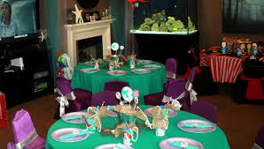 Little Mermaid Party Ariel Party Decorations Centerpieces Kid Sized Tables And Chairs R Mermaid Party Decorations Little Mermaid Parties Kids Party Rentals
