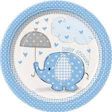 7 Blue Elephant Baby Shower Dessert Plates 8ct Baby Shower Plates Baby Shower Paper Baby Elephant