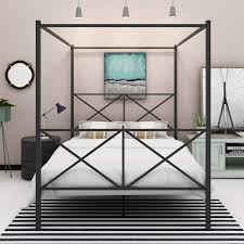 Canopy beds are a beautiful and elegant addition to any bedroom. Amazon Com Canopy Bed Frame Metal 4 Post Canopy Queen Size Bed Cozy Bedroom With Headboard And Footboard Best Choice Products Reinforced Lron Frame Bed Good Installation Black Kitchen Dining