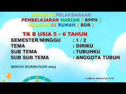 Check spelling or type a new query. Rpph Tk B Semester 1 Minggu Ke 2 Part 1 Tema Diri Sendiri Belajar Di Rumah Belajardirumah Youtube
