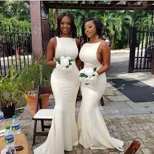 Saying yes to every wedding invitation is easy when armed with the perfect dress. Ivory Mermaid Bridesmaid Dresses Bateau Neck Maid Of Honor Gowns Sweep Train Satin Wedding Guest Dress From Weddingsalon 81 16 Dhgate Com