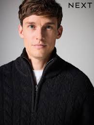 Cable Premium Zip Neck Casual Knitwear