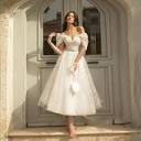 Bling Glitter Tulle Boho Wedding Dress Sweetheart Tea Length Dress ...