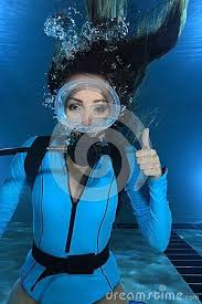 Female Scuba Diver Hand Signal Lycra Suit Show Underwater Pool 44215697 Jpg 300 450 Scuba Girl Scuba Diver Girls Scuba Diving Equipment