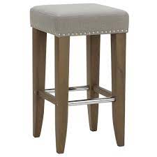 Counter height upholstered bar stool. Studded Fabric And Wood Counter Stool Wood Counter Stools Stool Counter Stools
