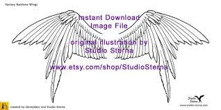 Zeichnung Fantasie Vogel Flugel Design Digital Download Bild Datei Vorlage Schablone Logo Stock Line Art Tier Drucken Ausmalen Basteln Wings Design Bird Wings Wings