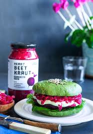 One More Great Recipe Of A Veggie Burger Warm Homemade Spinach Bun Firm And Juicy Purple Sweet Potato Patty Spicy Wasabi Ma Veggie Burger Gf Recipes Recipes