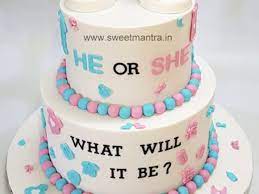 2 Tier Customized Fondant Cake With Baby Shoes In Pink And Blue For Baby Shower In Pune Baby Shower Cake Designs Cake Fondant Cake Designs