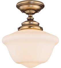 Add overhead schoolhouse lighting to your ceiling. Savoy House Classic Schoolhouse Designs 1 Light Semi Flush Mount In Warm Brass 6 9344 1 322