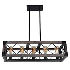 Lafonn vertical bar pendant necklace hess jewellers. Baiwaiz Rustic Wood Chandelier Metal Rectangle Dining Room Chandelier Lighting Farmhouse Kitchen Pendant Island Light Farmhouse Goals