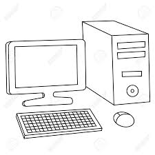 Black And White Computer Clipart Black Outline Vector Computer On White Background White Background Banner Printing Outline