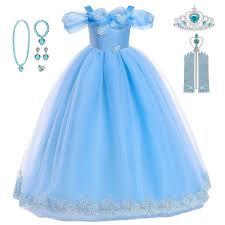 Girls Princess Cinderella Dress Kids Off Shoulder Pageant Ball Gown Dress Kids Costume Girls In 2020 Cinderella Dress Kids Cinderella Dresses Ball Gowns