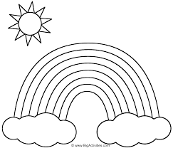 Rainbow cloud coloring pages for kids coloringpages com | ot. Rainbow With Clouds And Sun Coloring Page Nature
