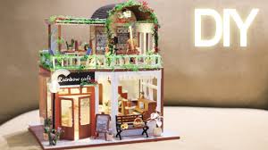Fsolis diy dollhouse miniature kit with furniture, 3d wooden miniature house with dust cover and music movement, miniature dolls house kit (l905) 4.2 out of 5 stars. Diy Miniature Dollhouse Kit Rainbow Coffee Miniature Land Youtube