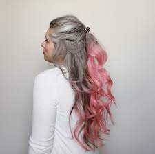 Pink And Natural Grey Hair Natural Grey Hair Great Hair Hair