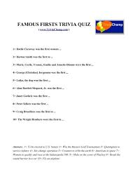 This post was created by a member of the buzzfeed commun. Famous Firsts Trivia Quiz Trivia Champ