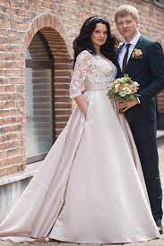 2020 Cheap A Line Satin Champagne Long Sleeves Sweetheart Lace Plus Size Wedding Dres Wedding Dress Long Sleeve Making A Wedding Dress Wedding Dresses Romantic